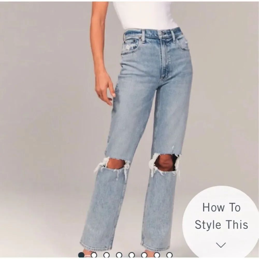 Abercrombie The 90’s Straight Ultra High Rise Jeans Curve Love 0